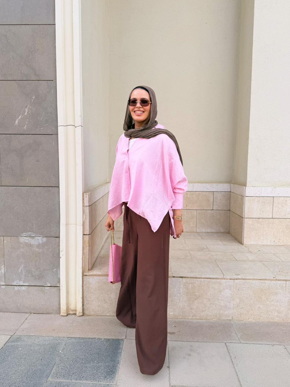 Powder rose flowy blouse