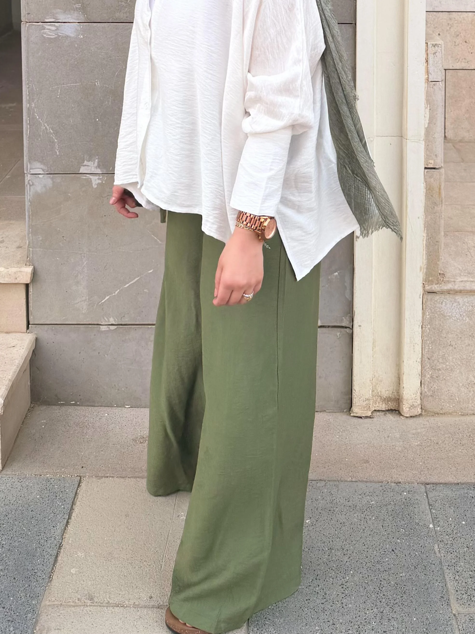 Olive linen pants