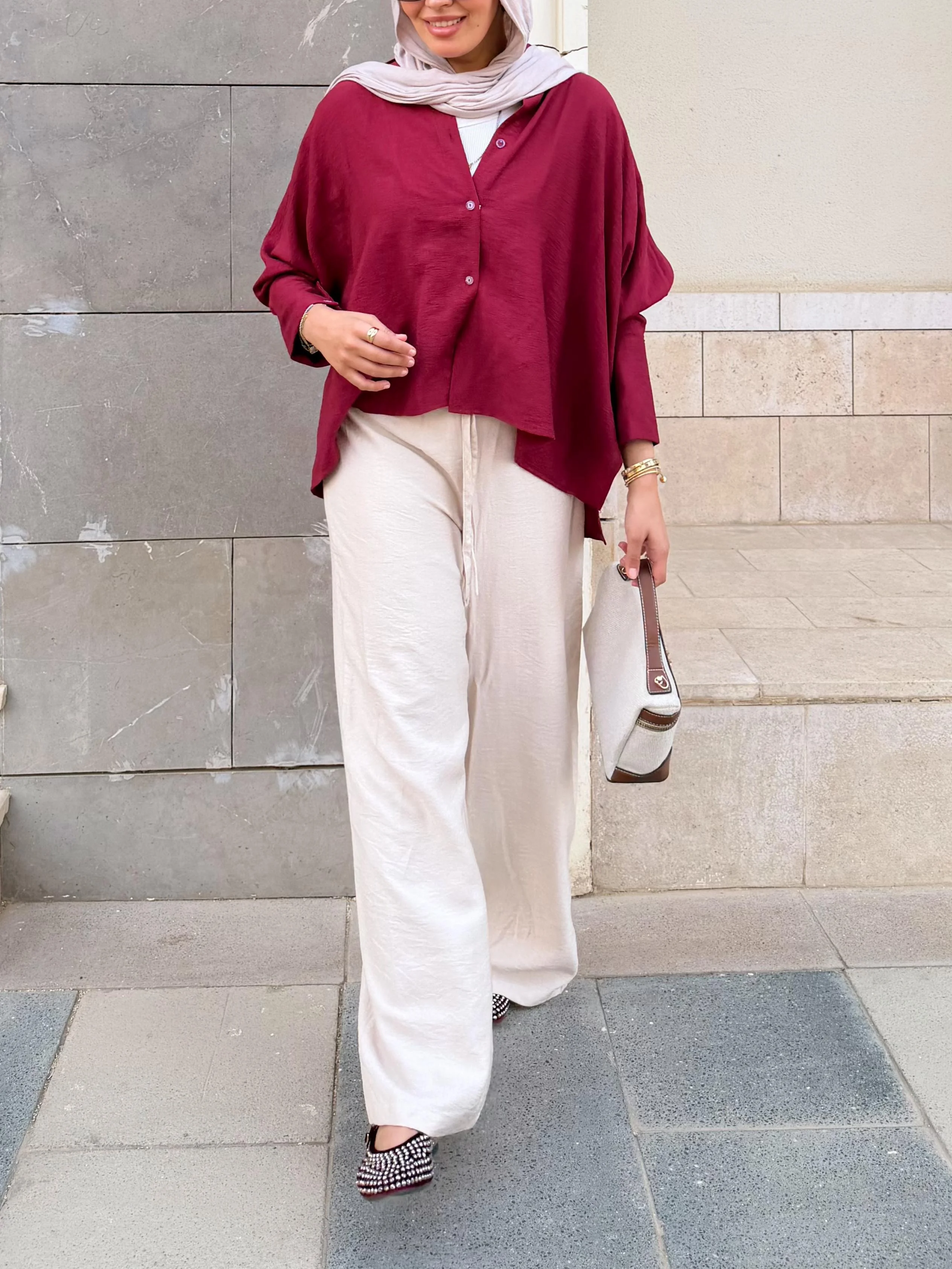 Beig linen pants