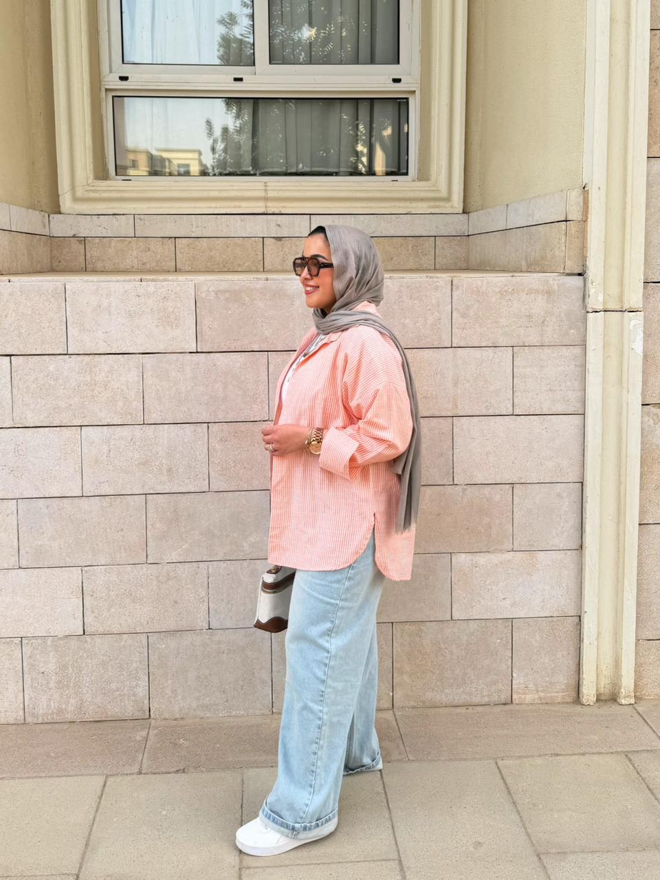 orange striped shirt