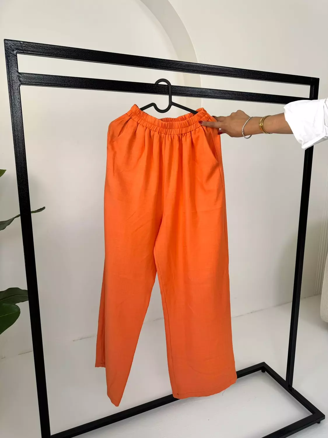 orange linen pants