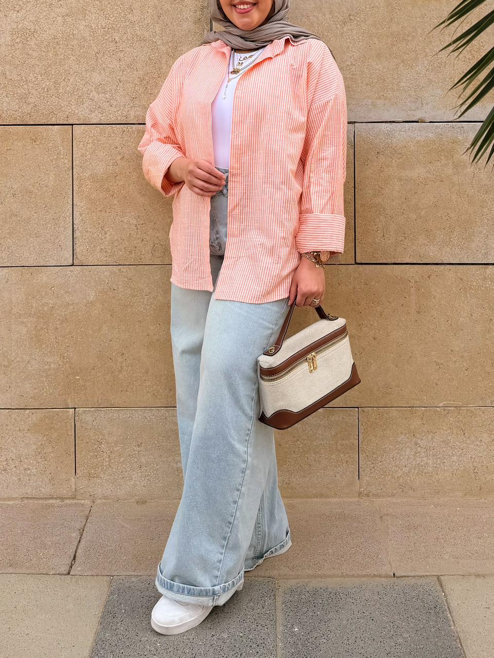 orange striped shirt