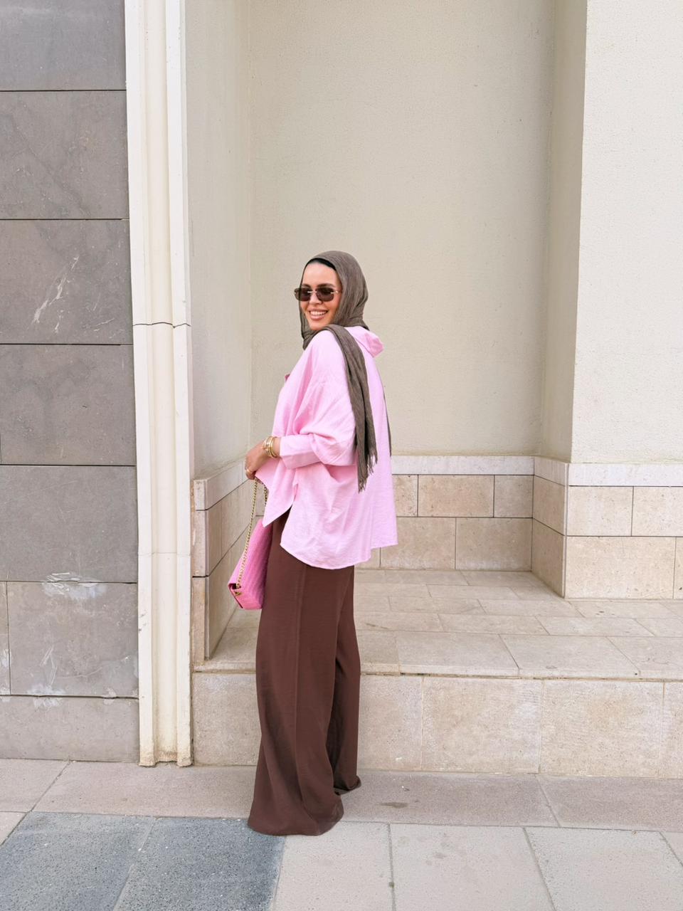 Powder rose flowy blouse