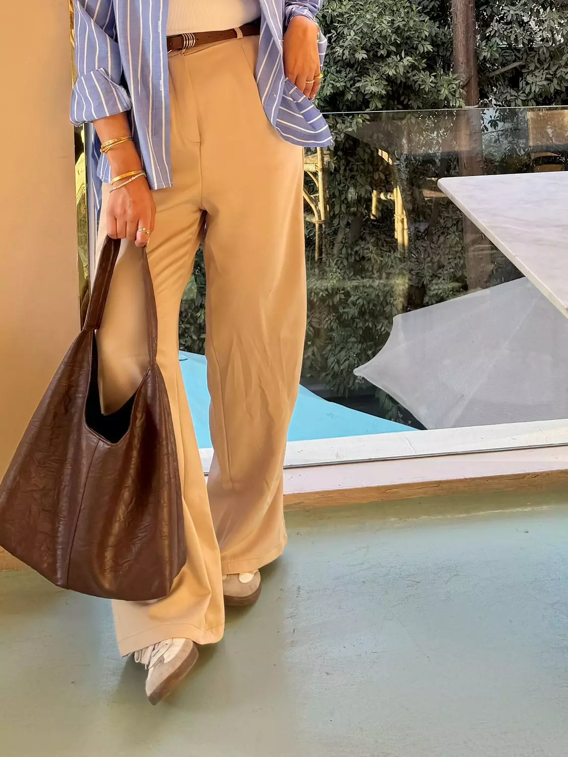 Beige Formal Pants