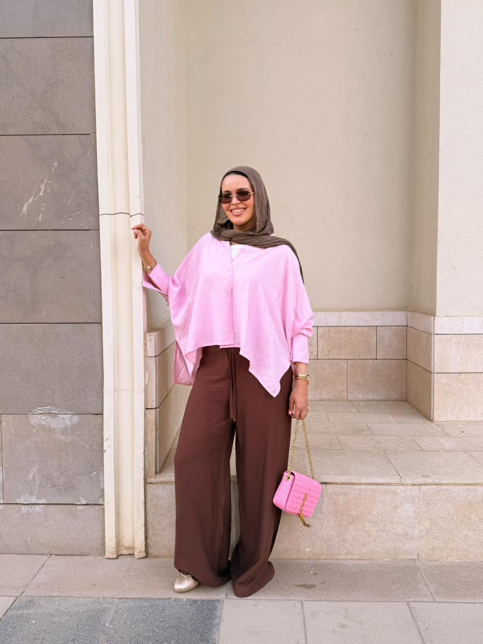 Powder rose flowy blouse