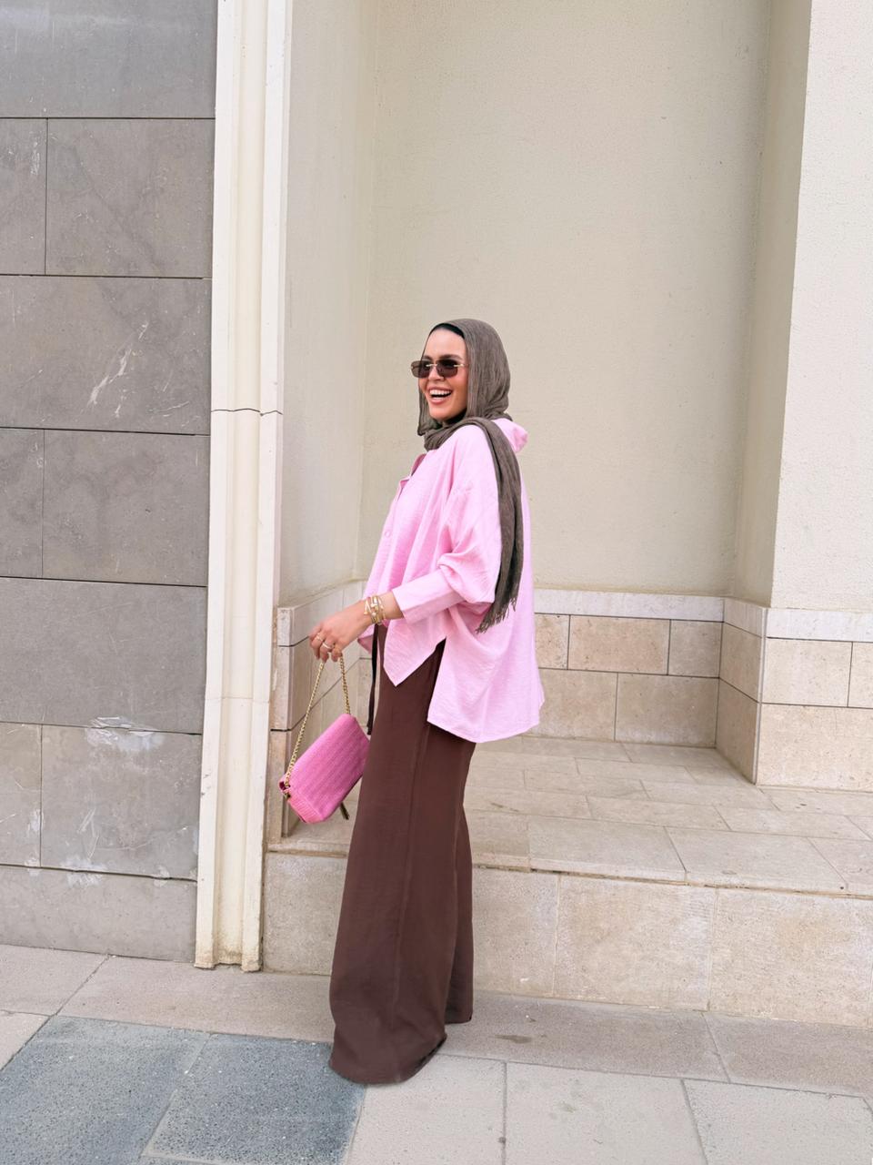 Powder rose flowy blouse