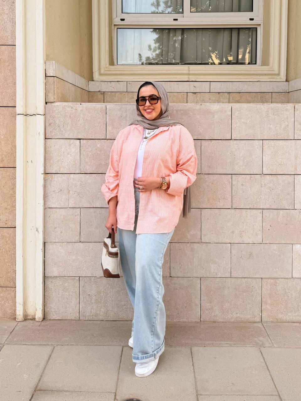 orange striped shirt