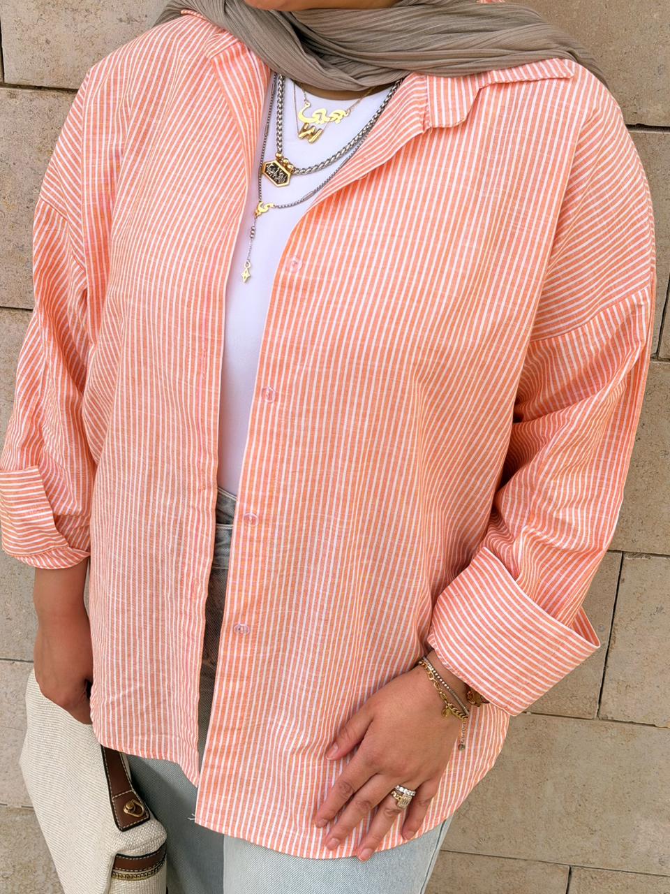 orange striped shirt
